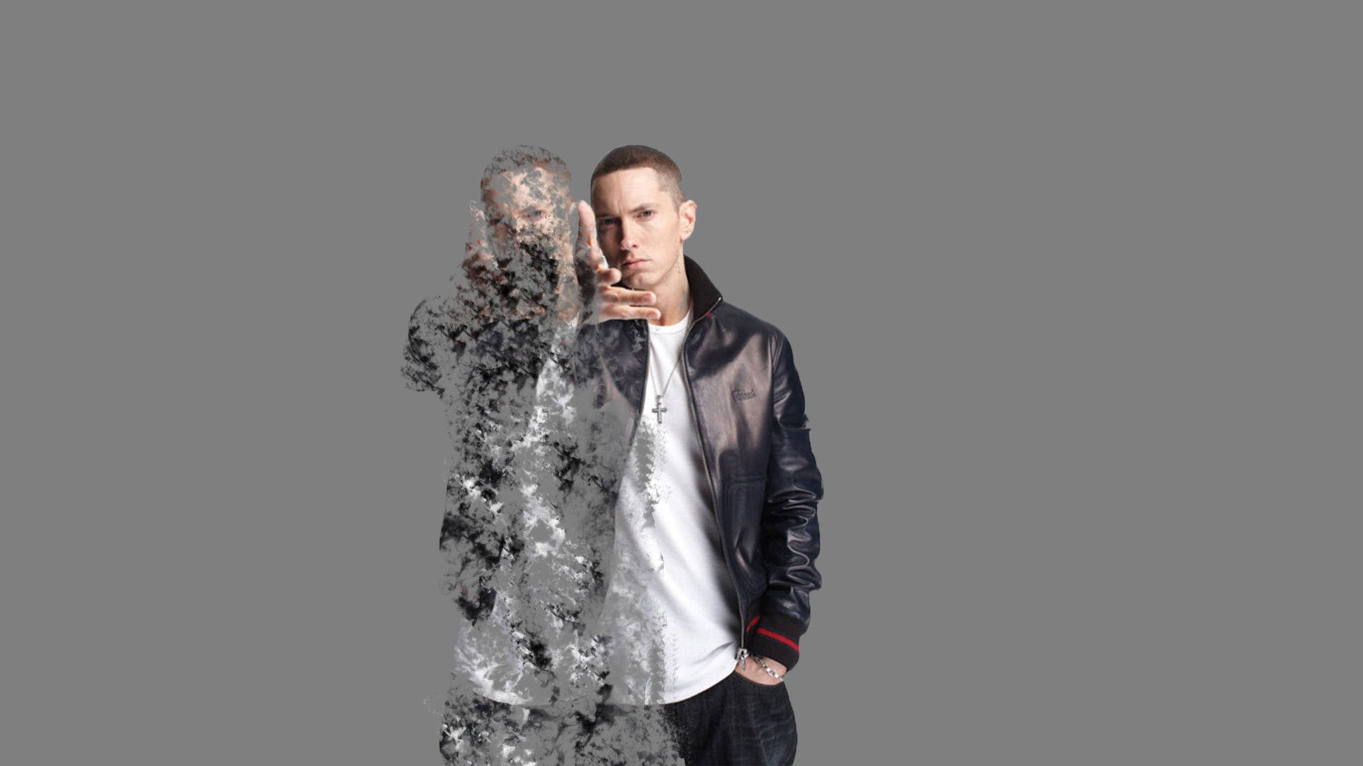 Two Eminem In Grey Paint Background