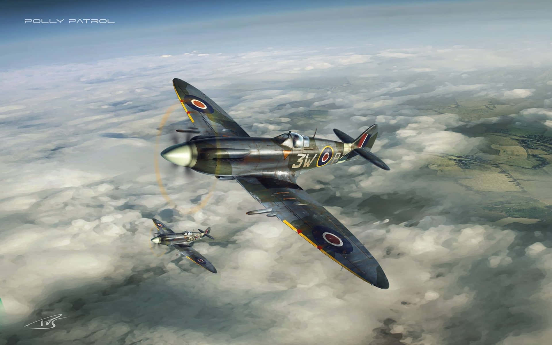 Two Fighter Planes Flying In The Sky Background
