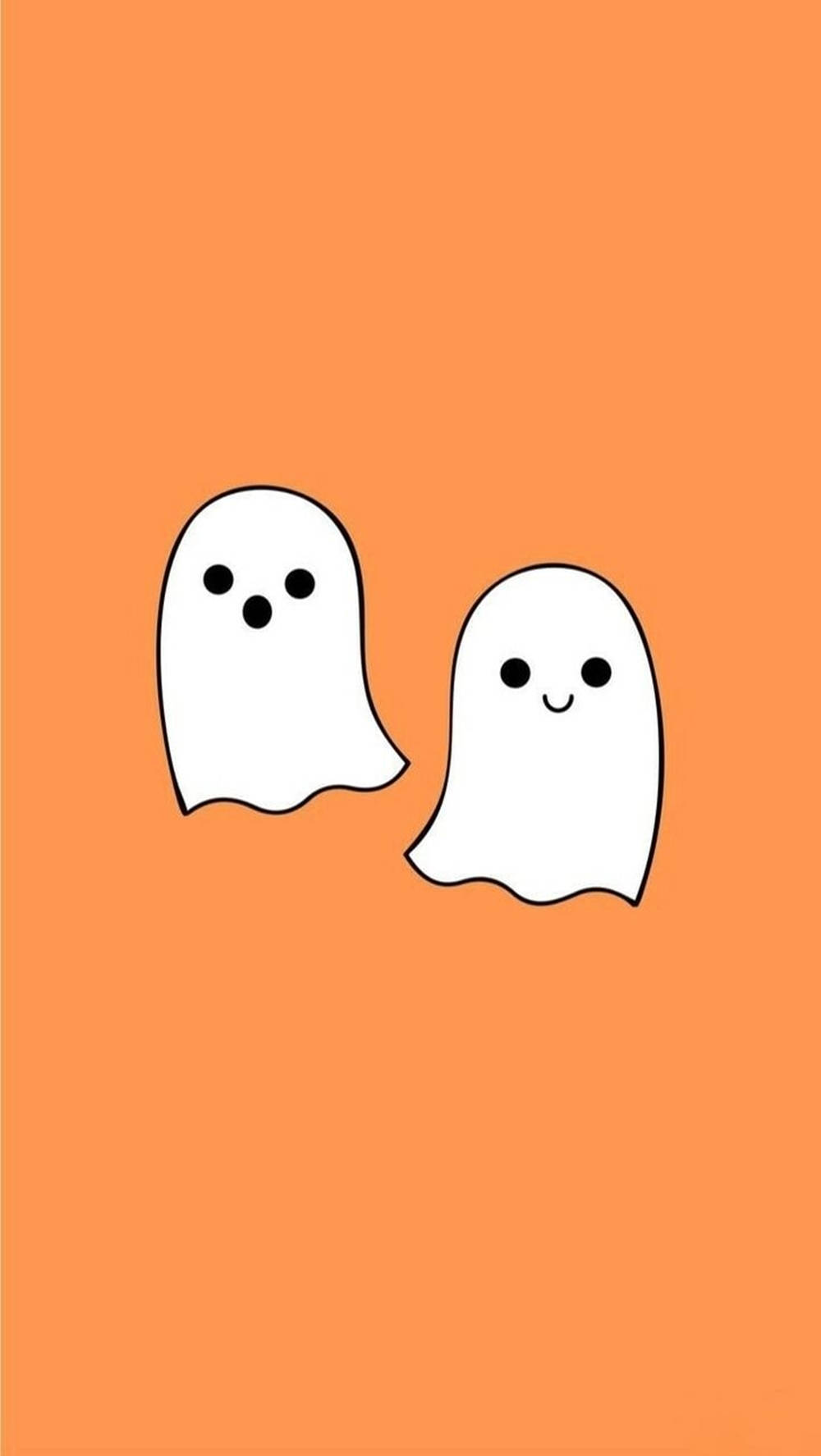 Two Friendly Ghosts Aesthetic Orange