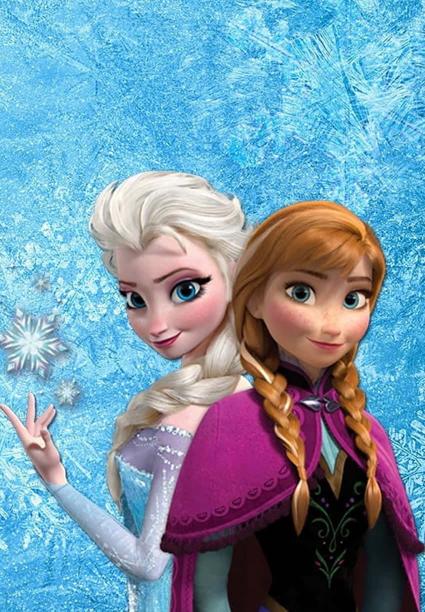 Two Frozen Princesses Standing Next To Each Other Background