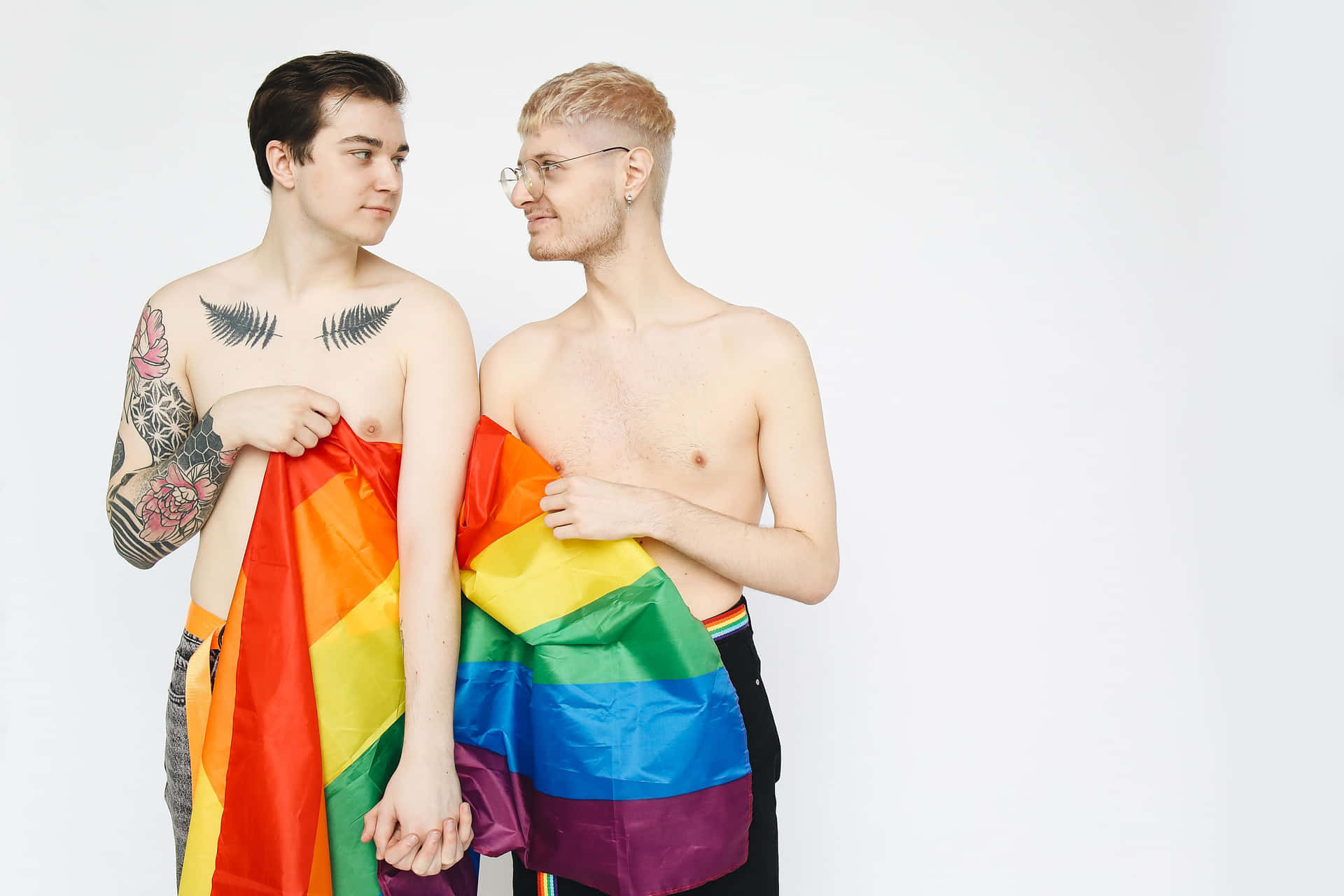 Two Gay Boys Holding Pride Flag