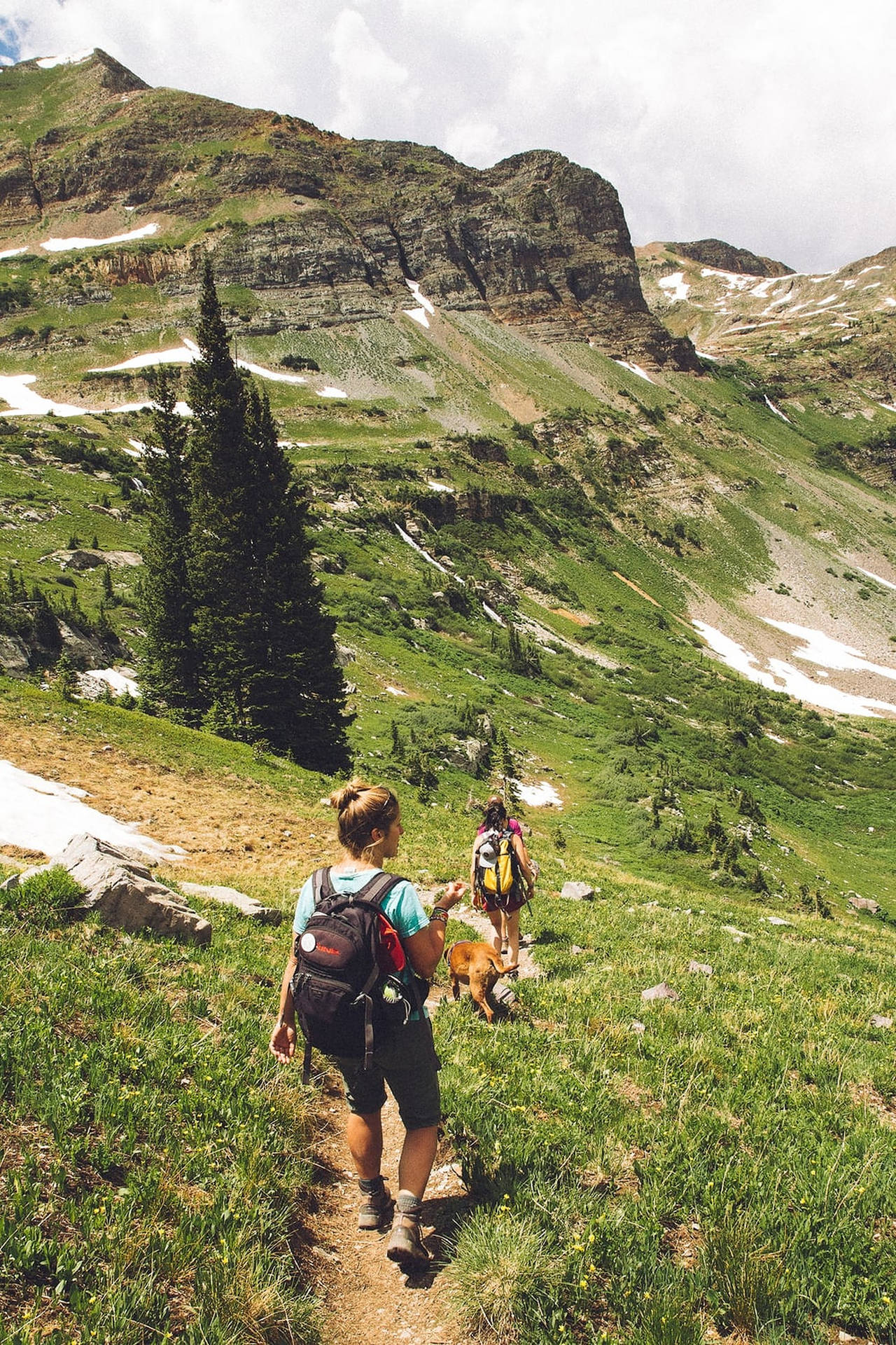 Two Girls Hiking Background