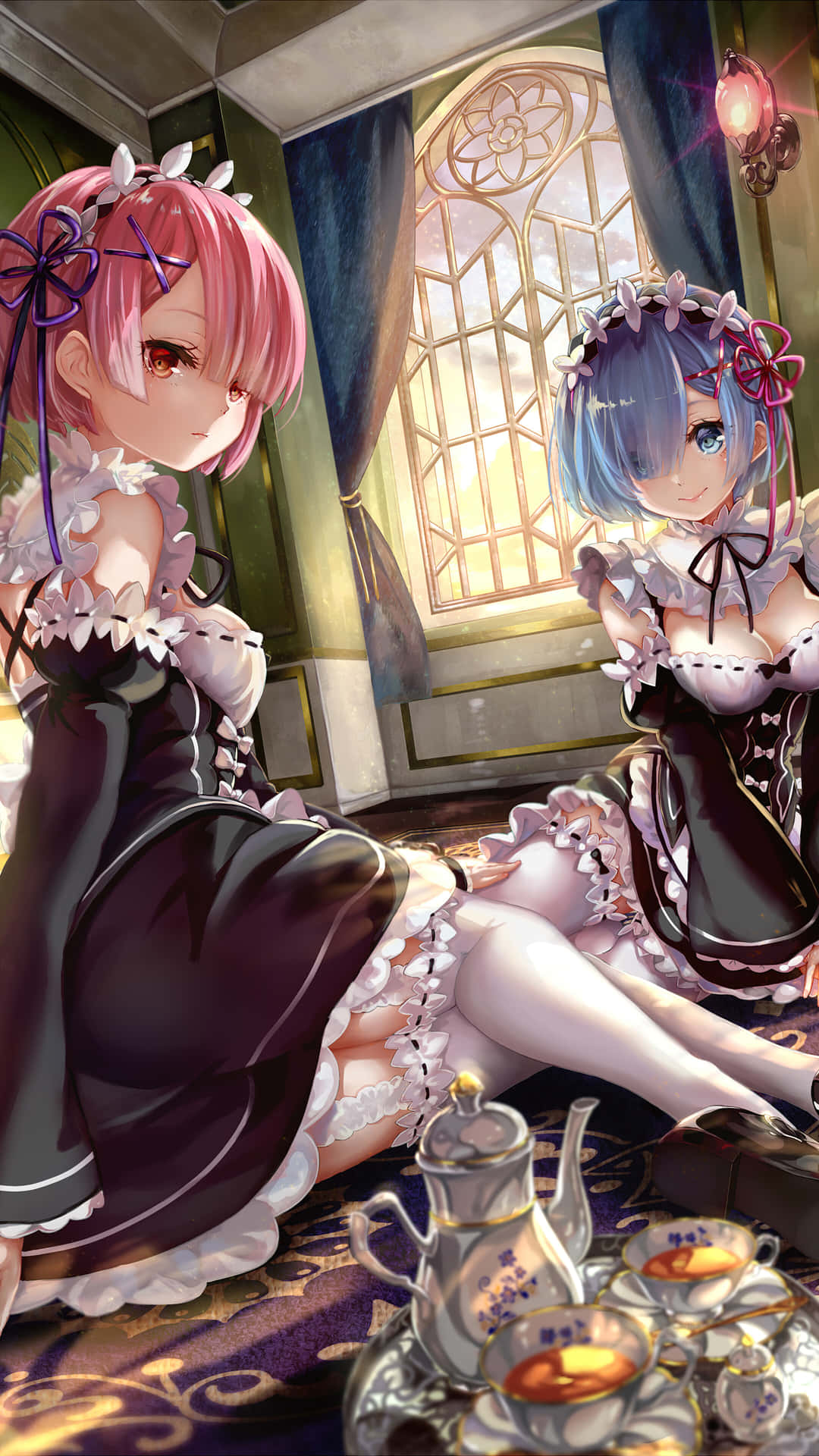 Two Girls Sitting On A Rug Background