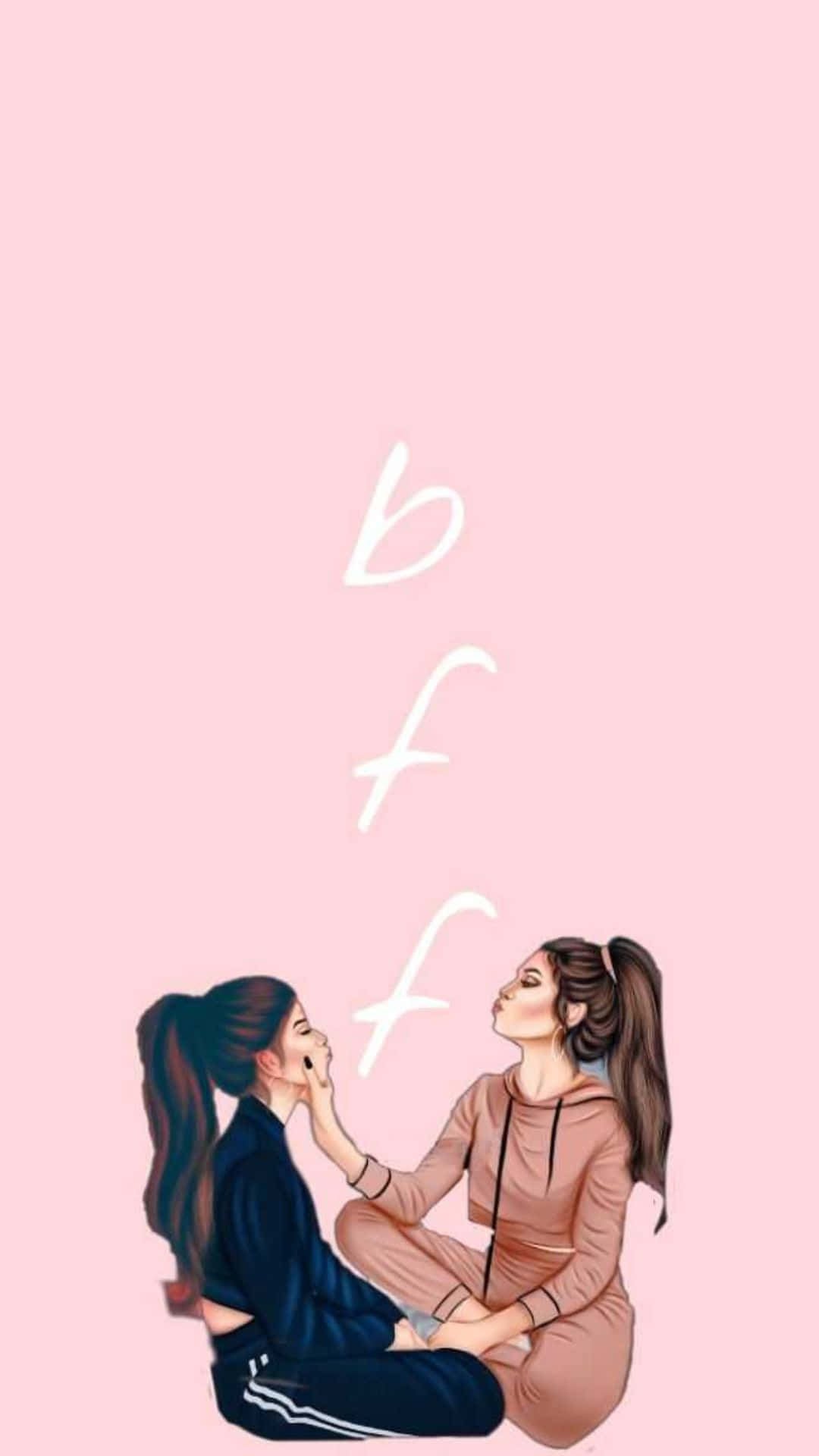 Two Girls Sitting On The Ground With The Words Bff