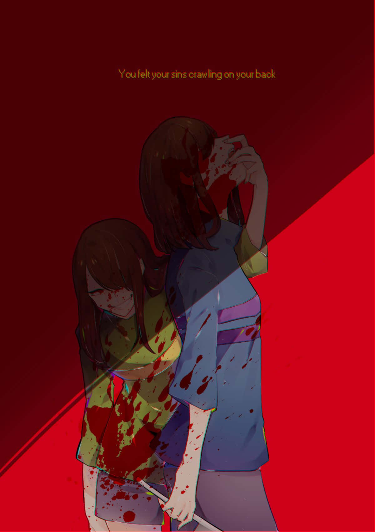 Two Girls With Blood On Their Faces Background