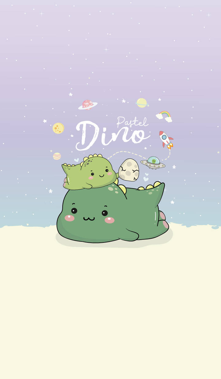 Two Green Dino Kawaii Iphone Background