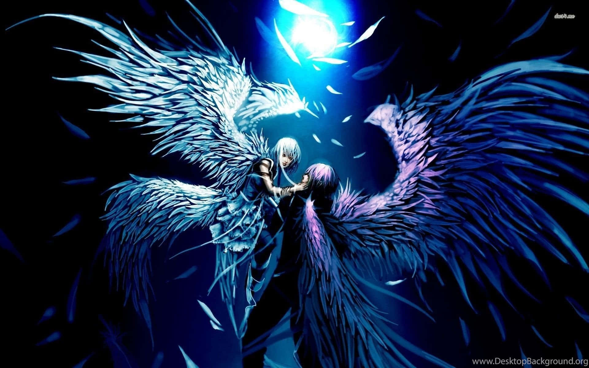 Two Guardian Angels Embracing Background