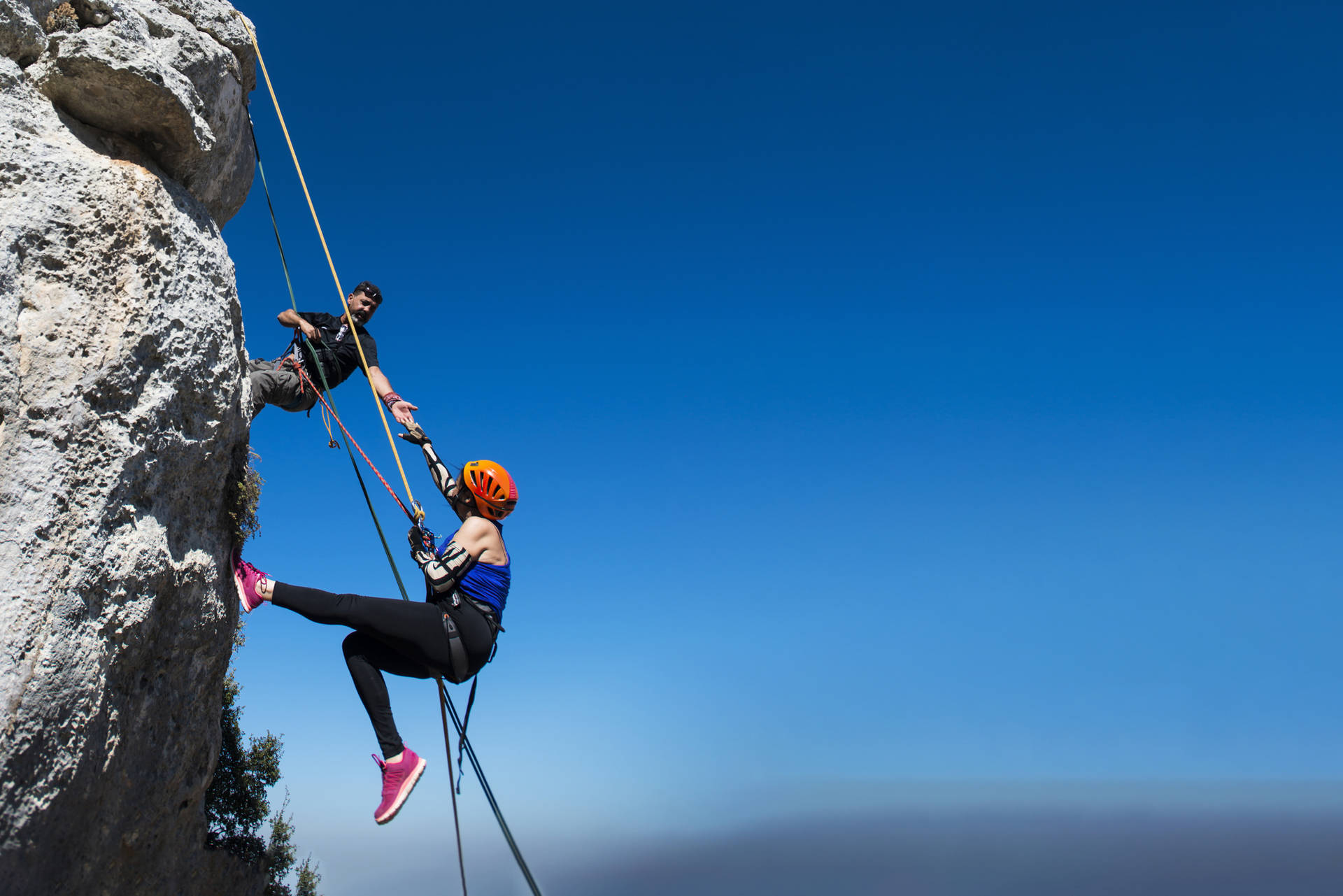 Two Guys Sport Climbing Background