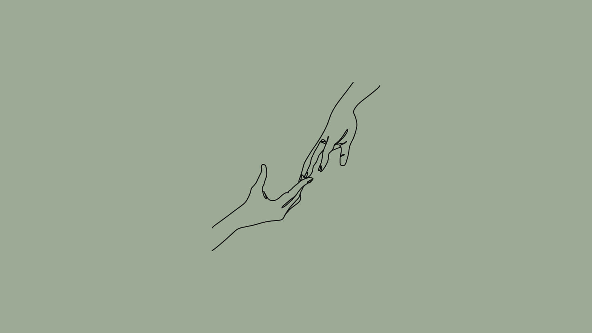 Two Hands Reaching Out Sage Green Laptop Background