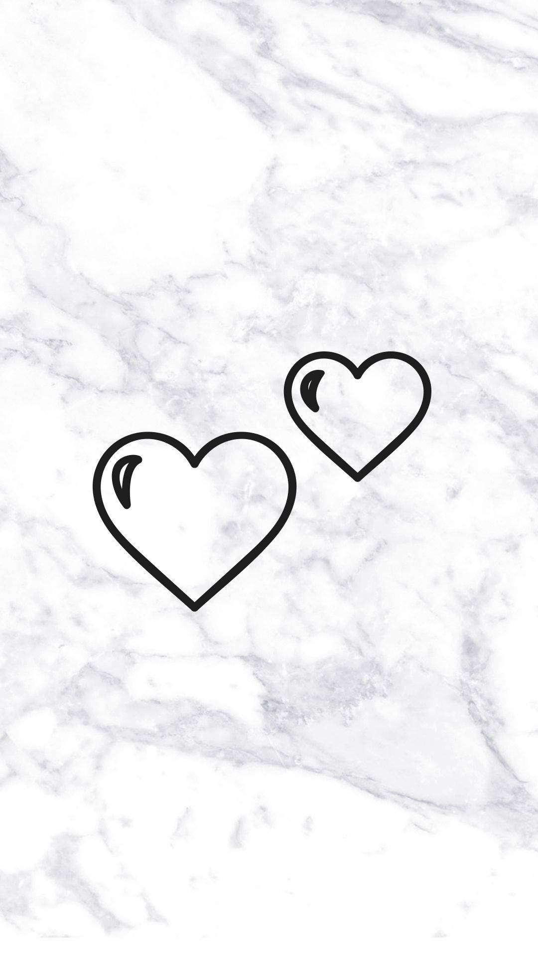 Two Hearts Black White Marble Iphone Background