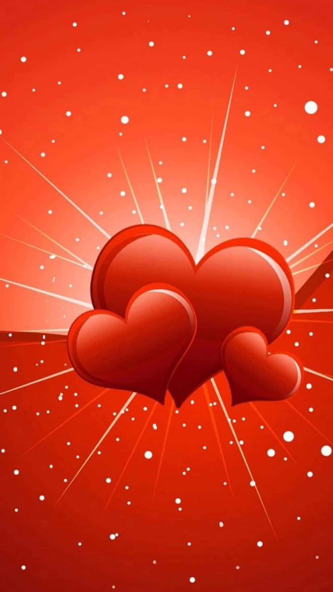 Two Hearts On A Red Background With Stars Background