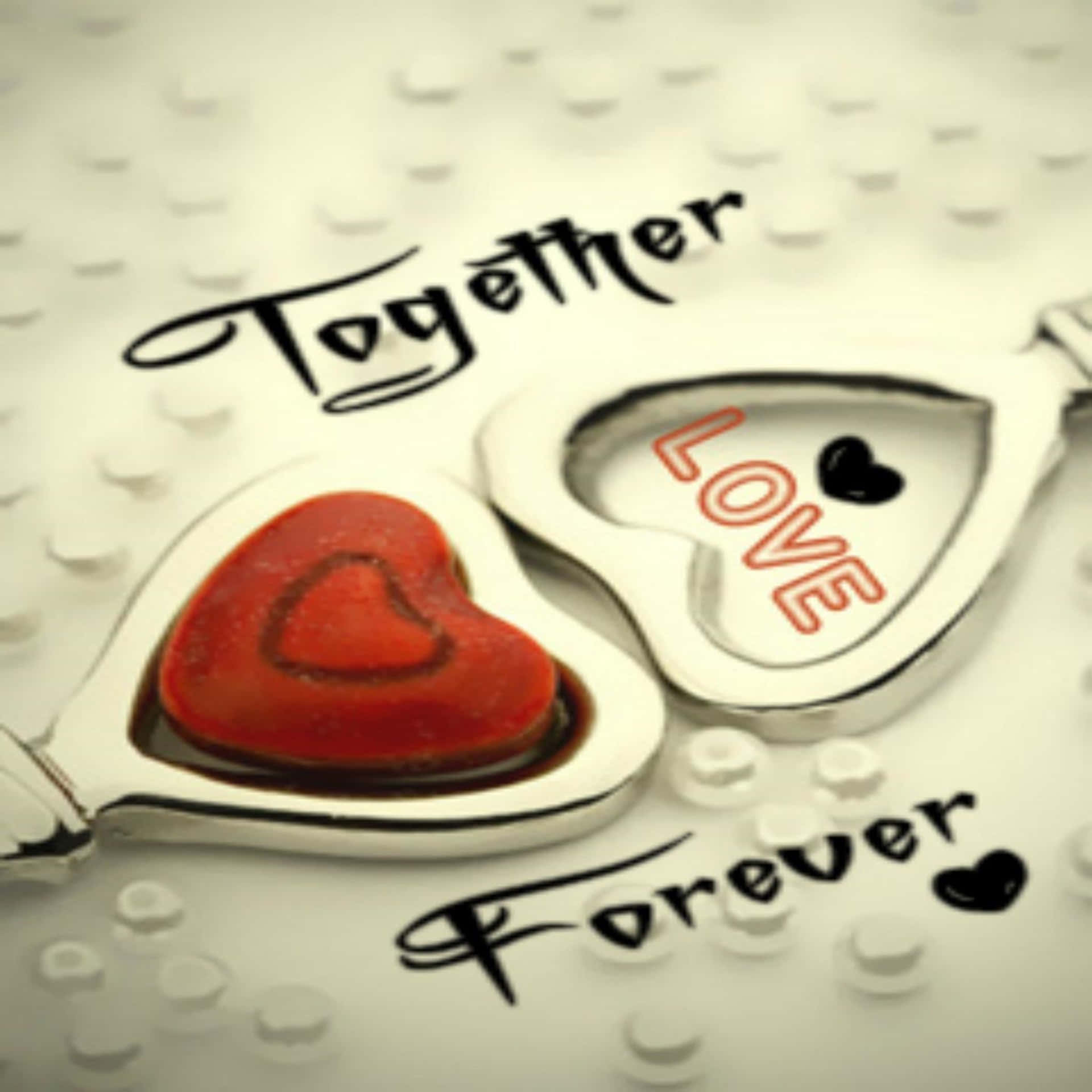 Two Hearts With The Words Together Love Forever Background