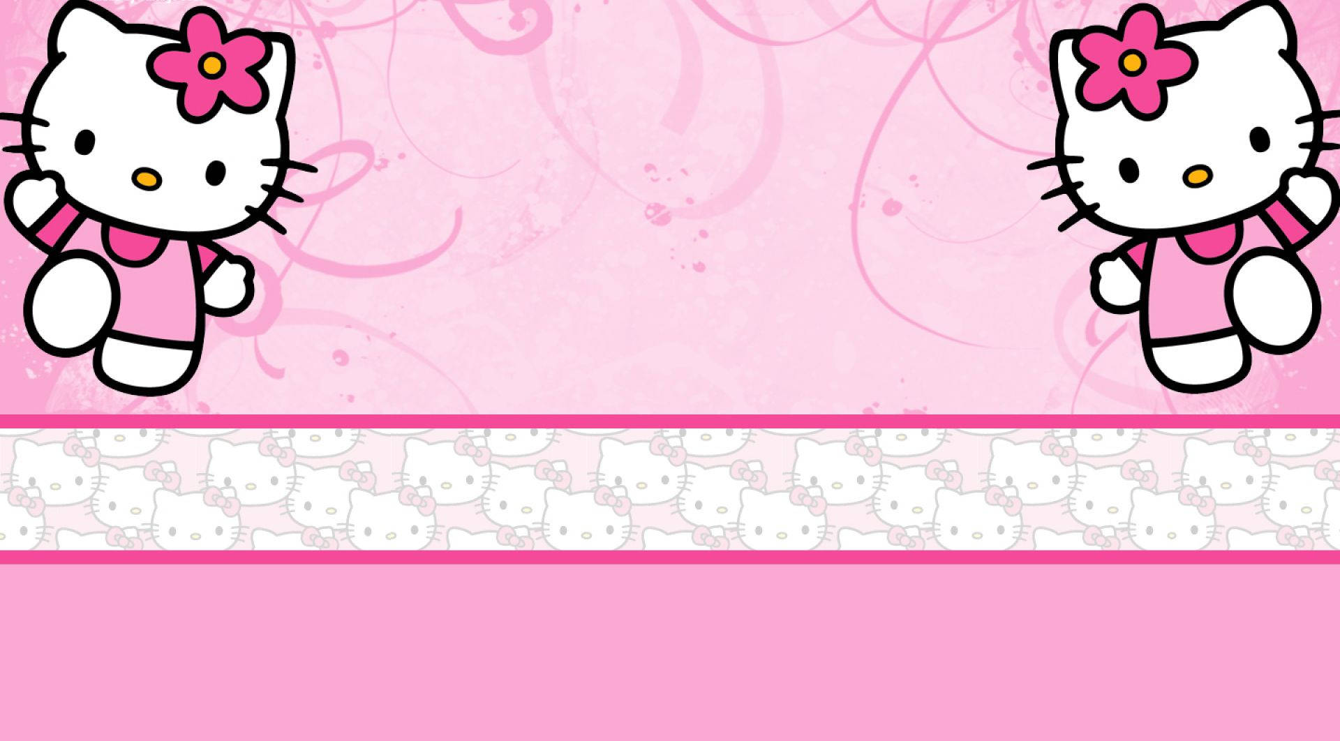 Two Hello Kitty In Pink Background Background