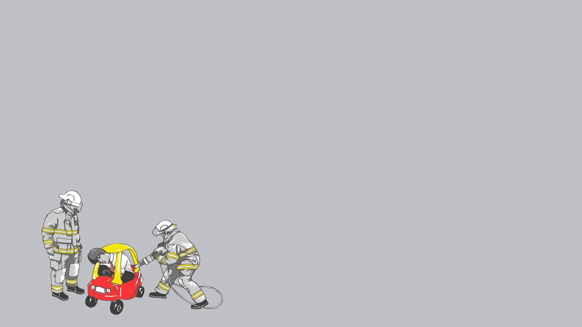 Two Illustrated Firefighters In Action Background