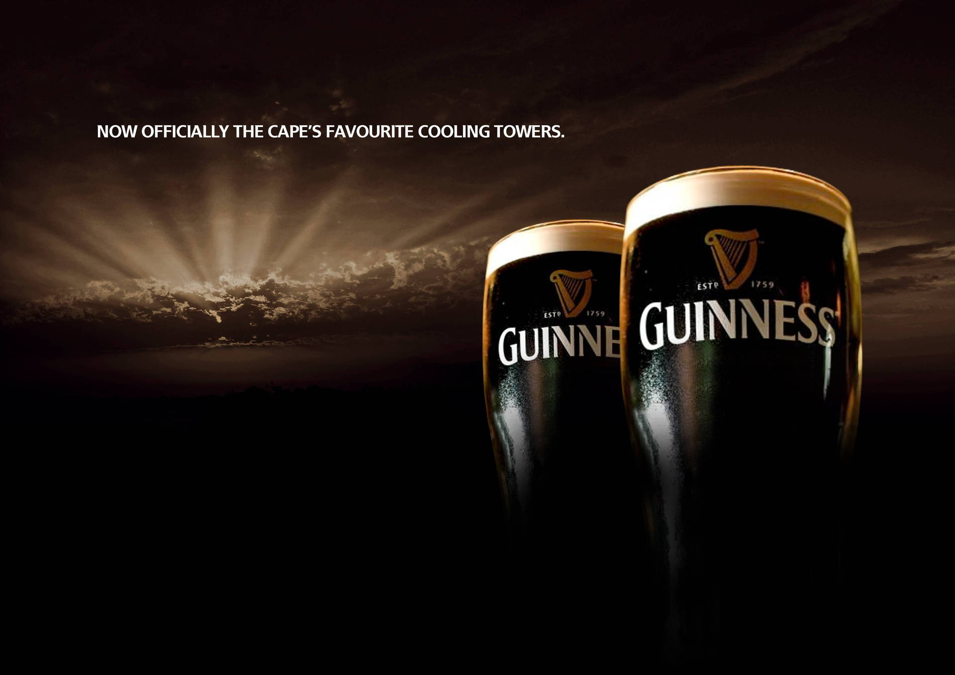 Two Irish Dry Stout Guinness Cooling Towers Background