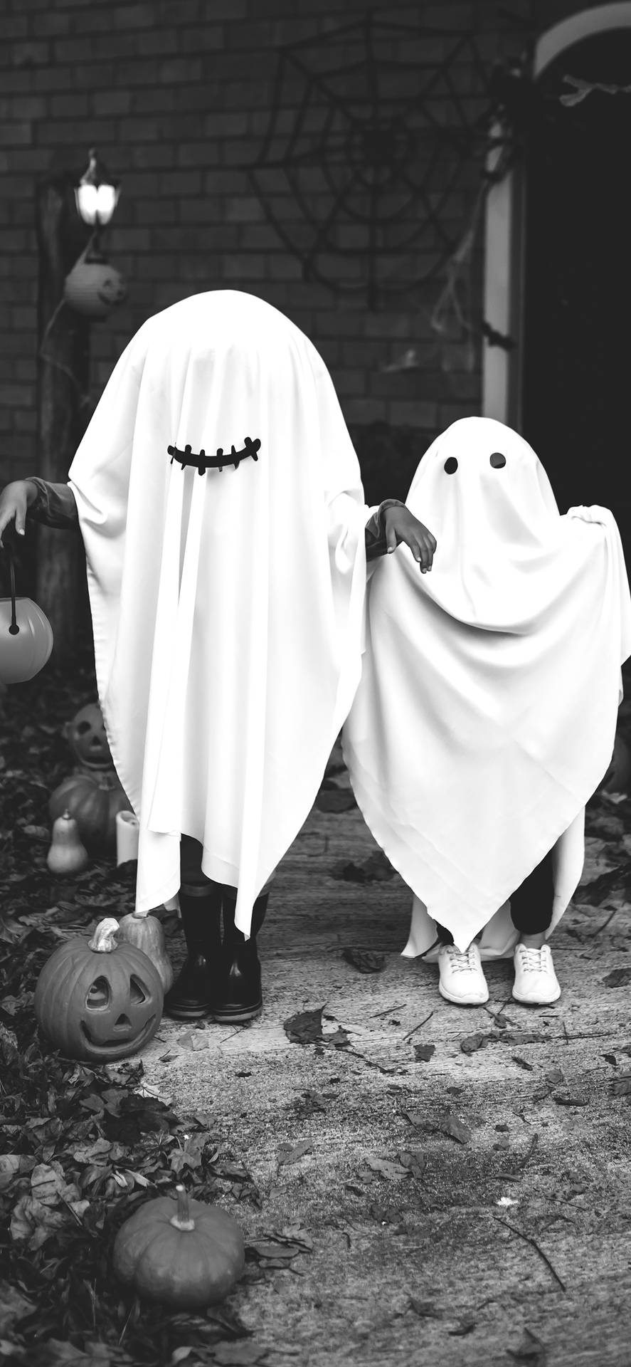 Two Kids Ghost Aesthetic Costumes Background