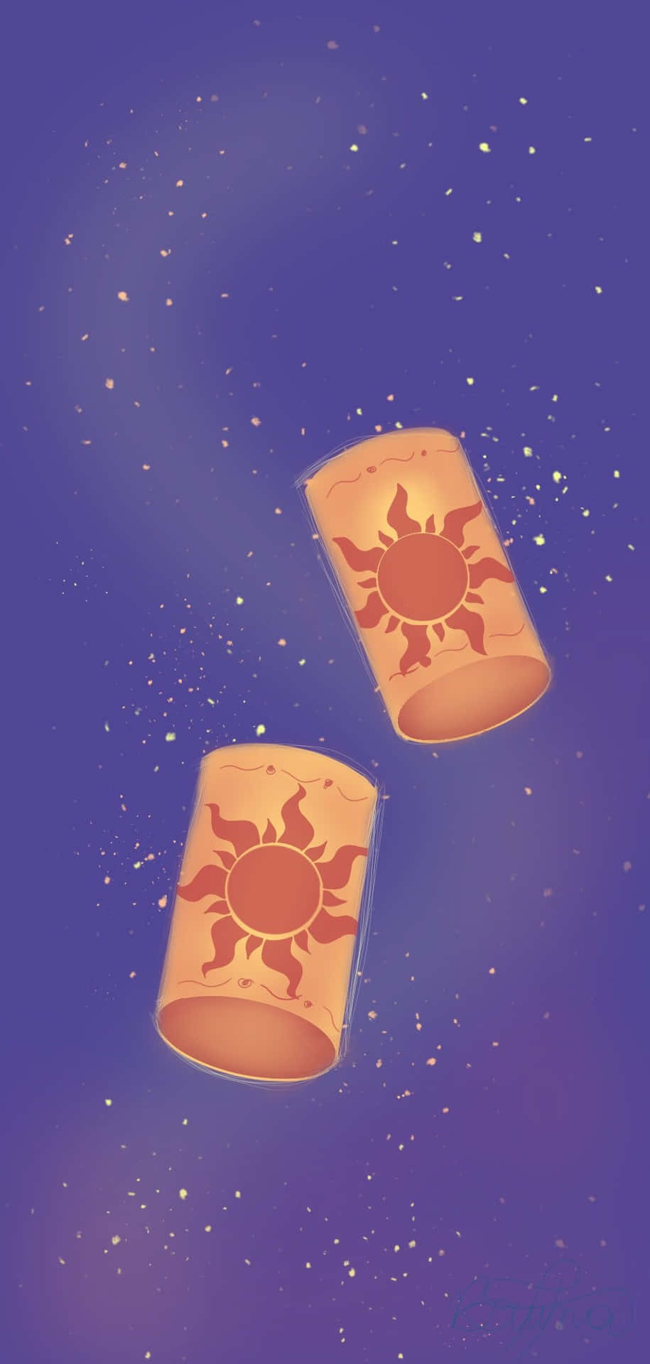 Two Lanterns Flying In The Sky Background