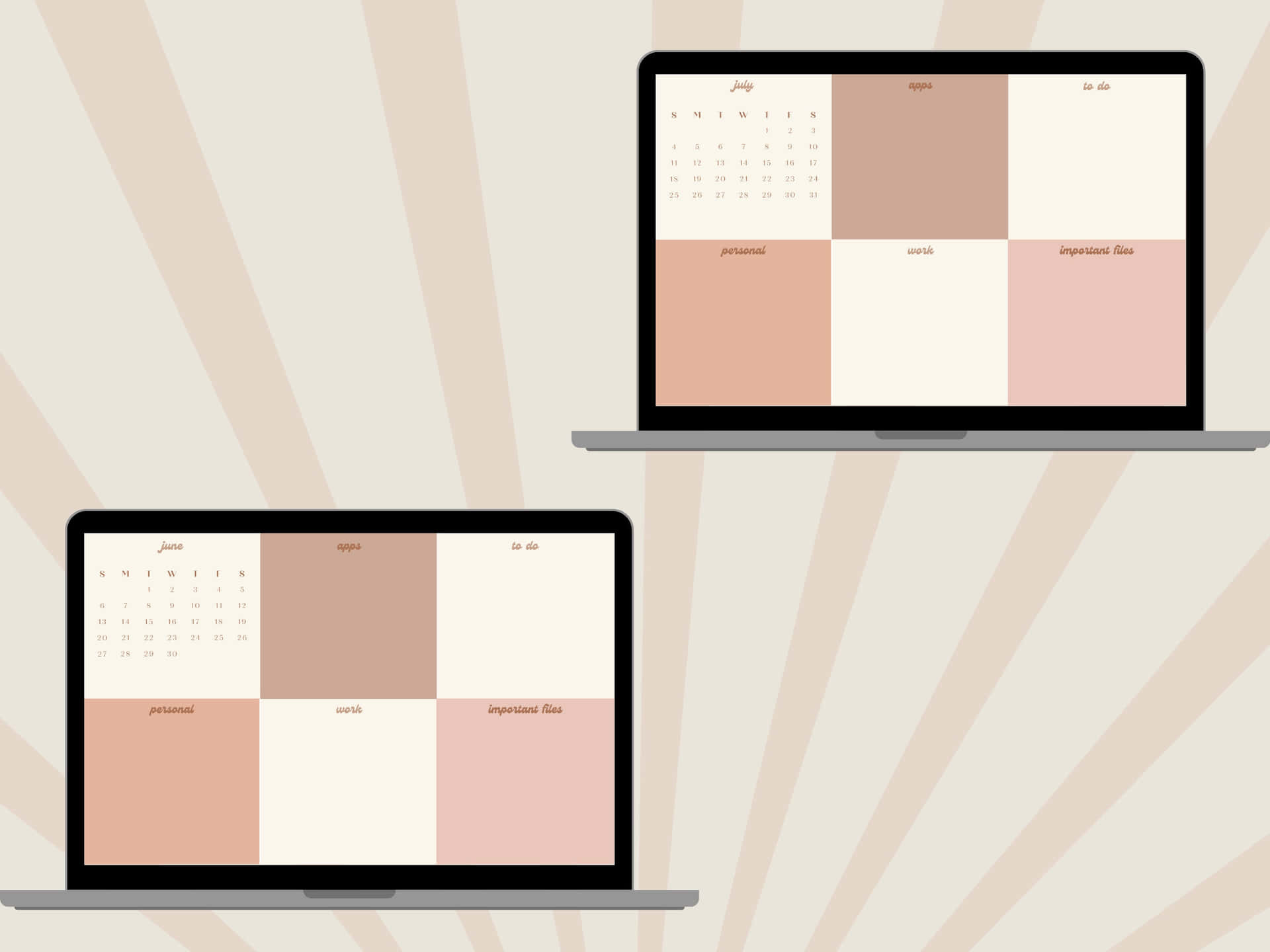 Two Laptops With A Calendar On Them Background