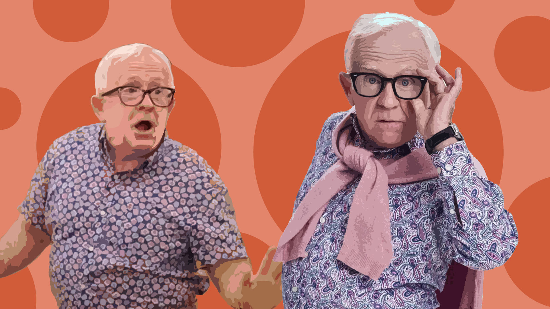 Two Leslie Jordan Glasses Circles Background