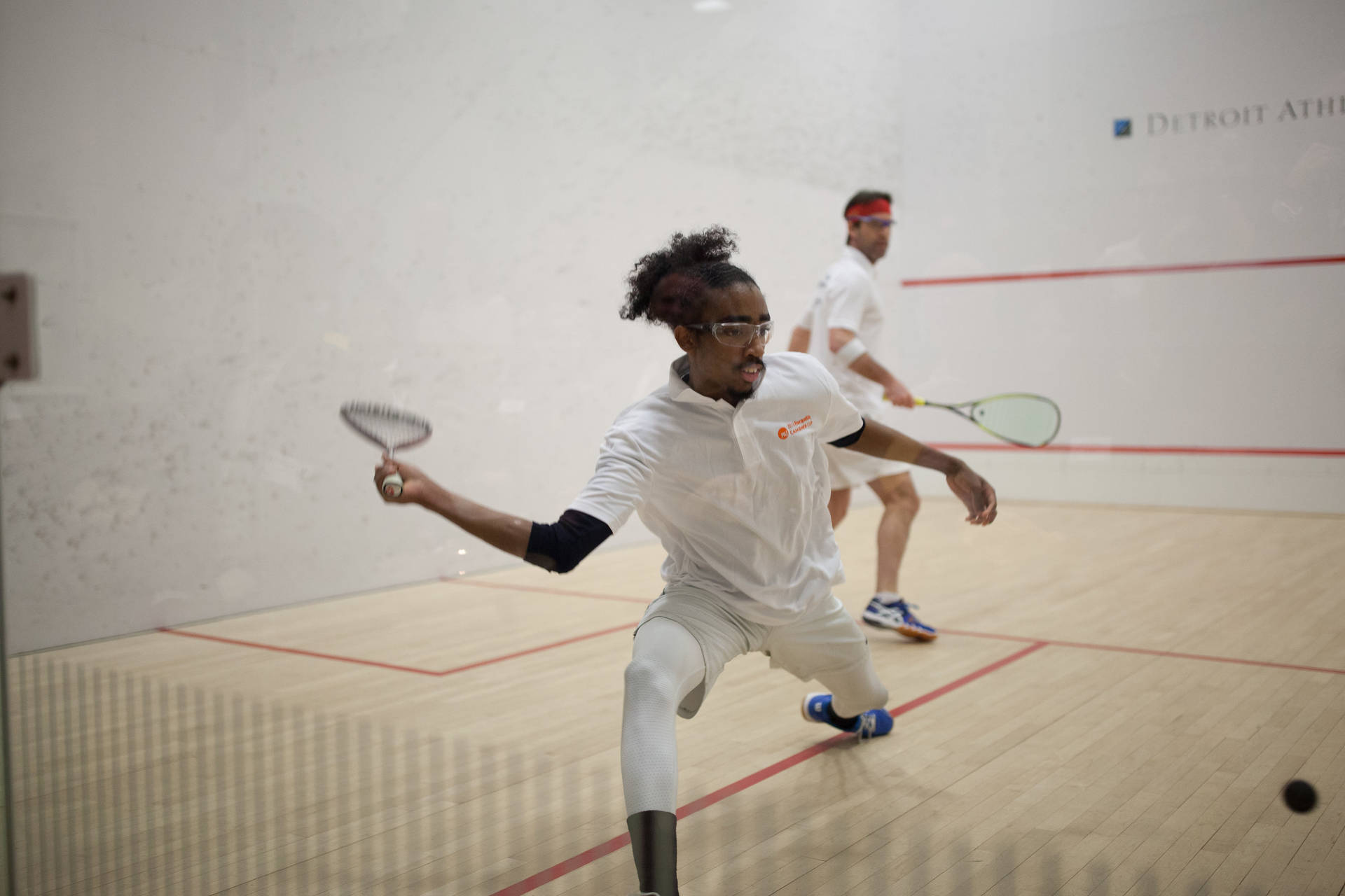 Two Men Exceptional Racquetball Play Background