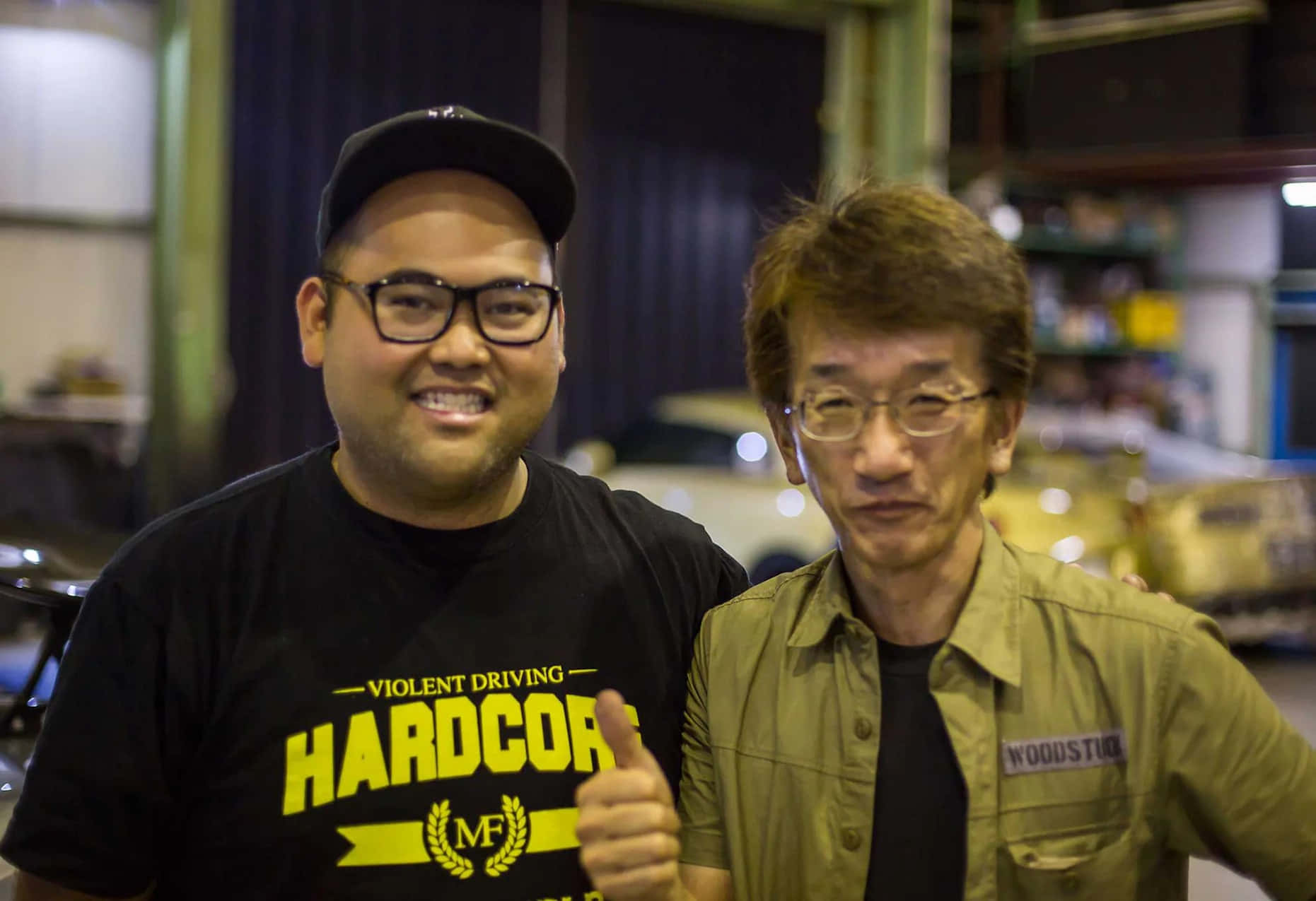 Two Men Garage Encounter Background