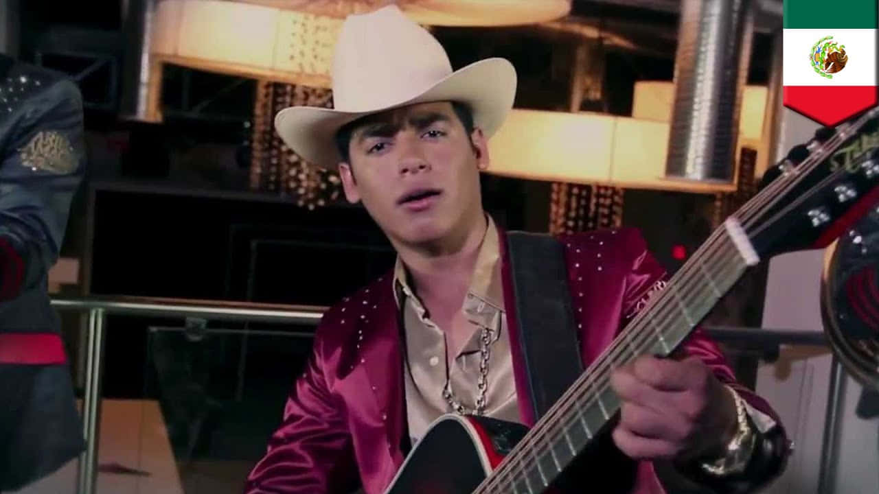 Two Men In Hats Playing Guitars Background