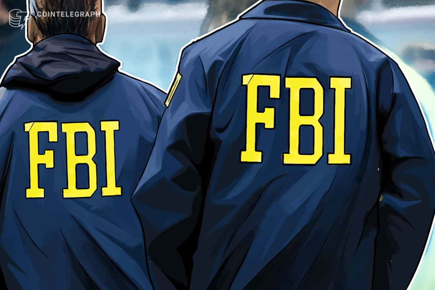 Two Men In Jackets With The Words Fbi On Them Background