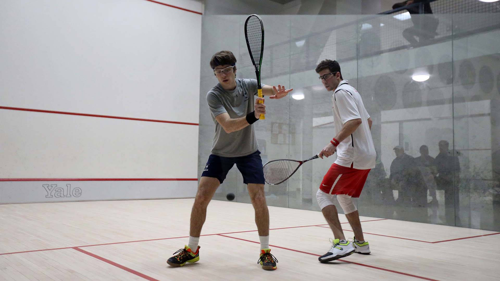 Two Men Playing Squash Background