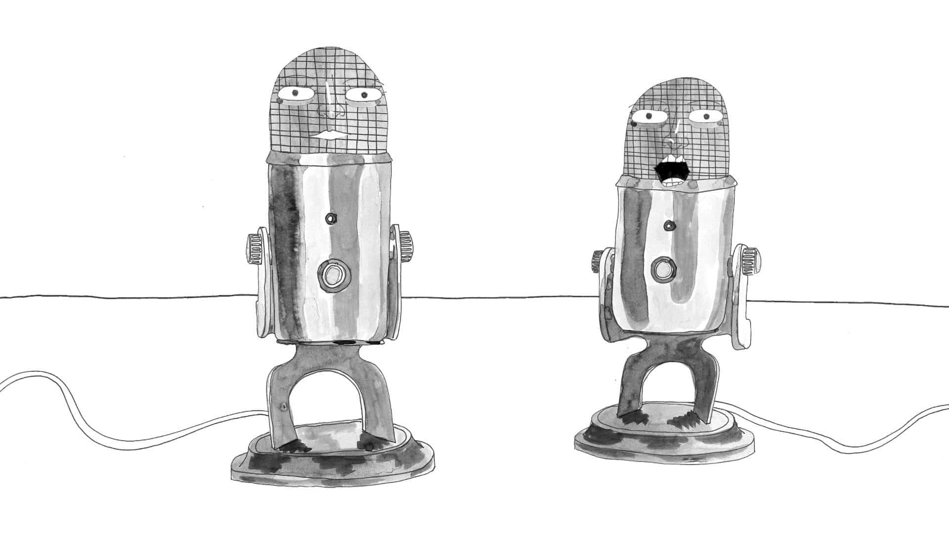 Two Microphones With Wires On Them Background