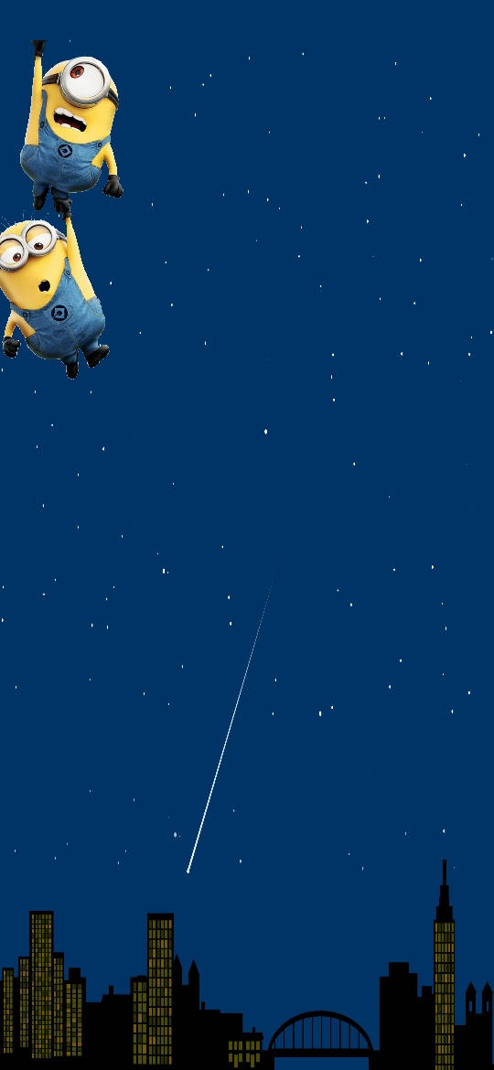 Two Minions Attached To Punch Hole Background