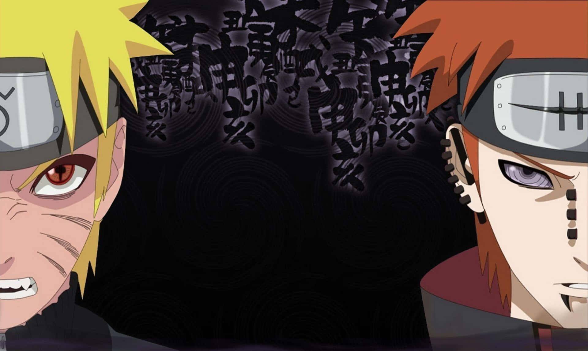 Two Naruto Characters Standing Next To Each Other Background