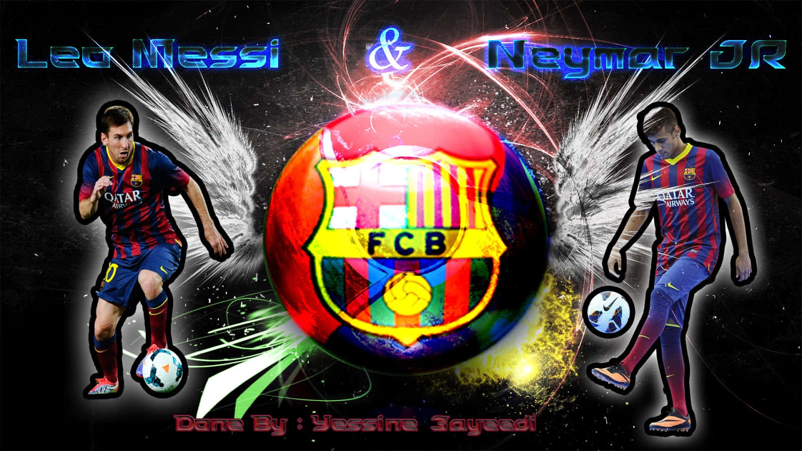 Two Of The Biggest Footballing Stars Of Our Time, Lionel Messi And Neymar Jr Background