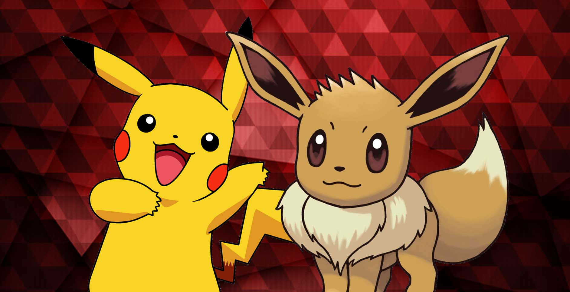 Two Of The Most Beloved Pokemon Characters Snuggling Together- Cute Pikachu And Eevee Background