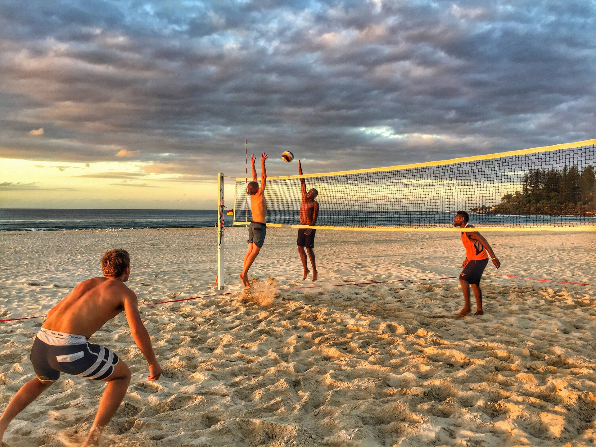 Two On Two Beach Volleyball Background