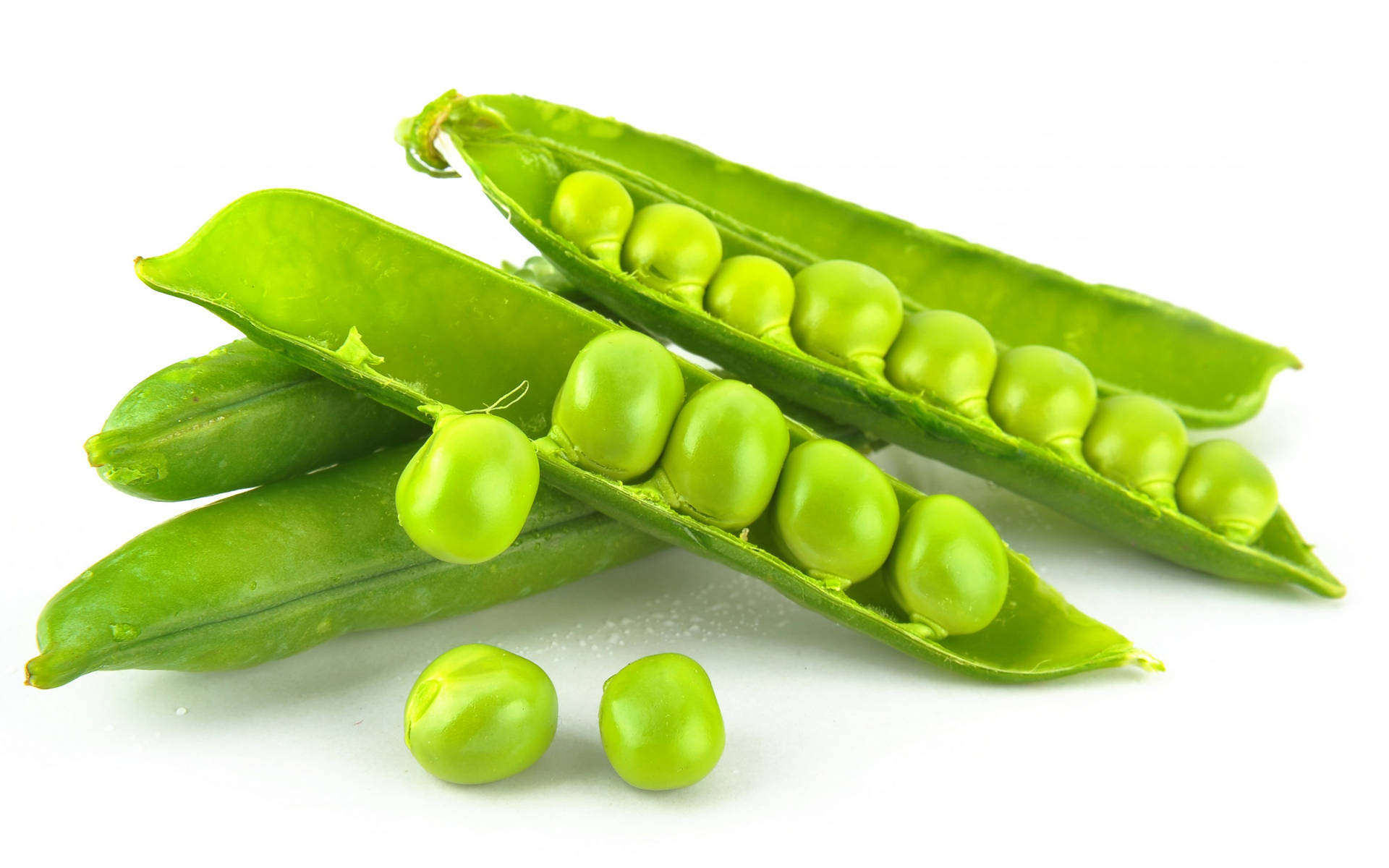 Two Open Vegetable Green Peas Pods Background