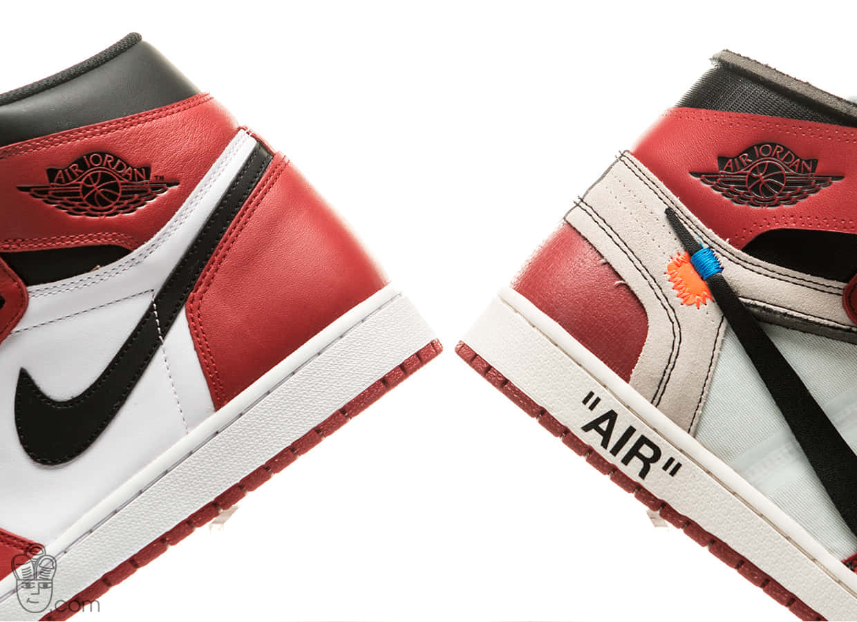 Two Pairs Of Air Jordan 1's Are Shown Side By Side Background