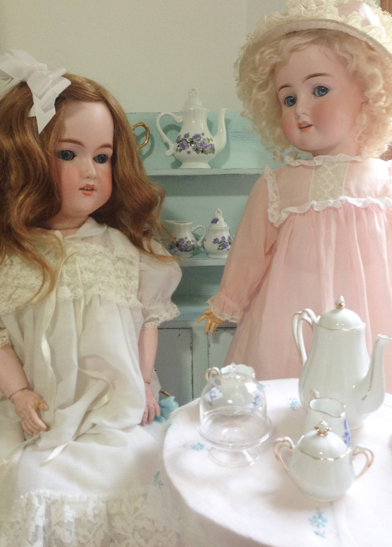 Two Pastel Vintage Style Dolls