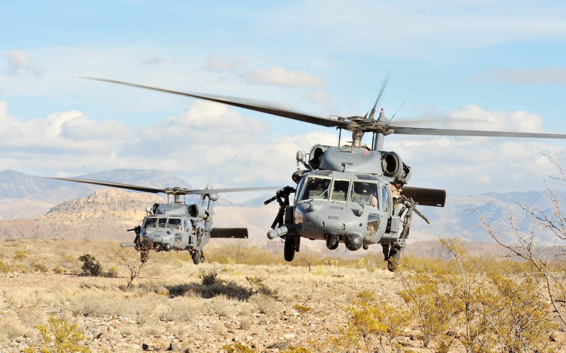 Two Pave Hawk Medium Lift Cool Helicopters Background