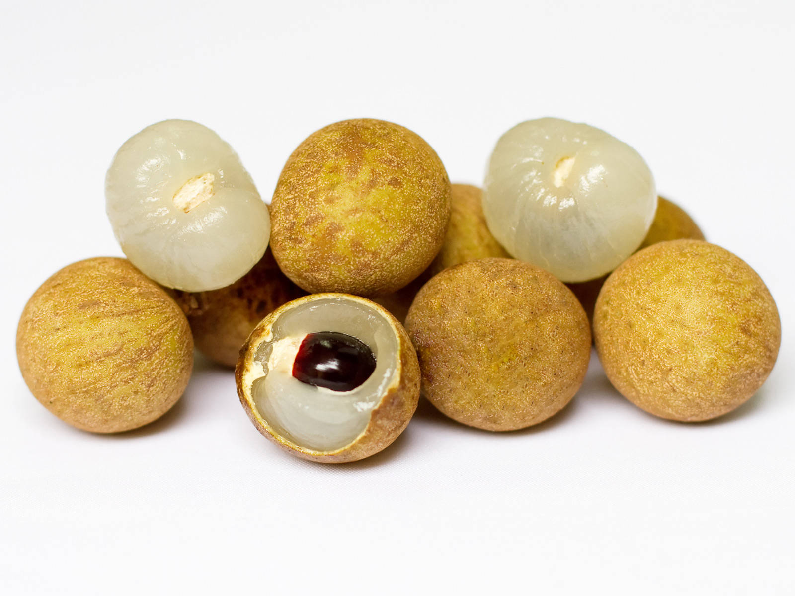 Two Peeled Longan Fruits