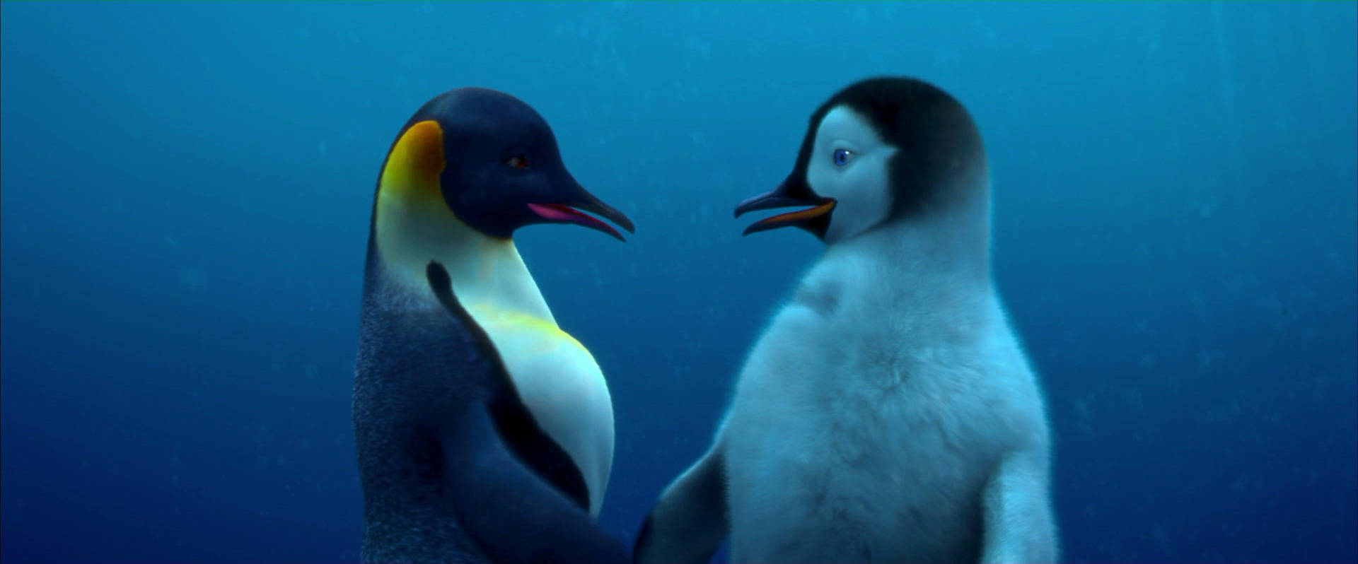 Two Penguins Are Standing Next To Each Other Background