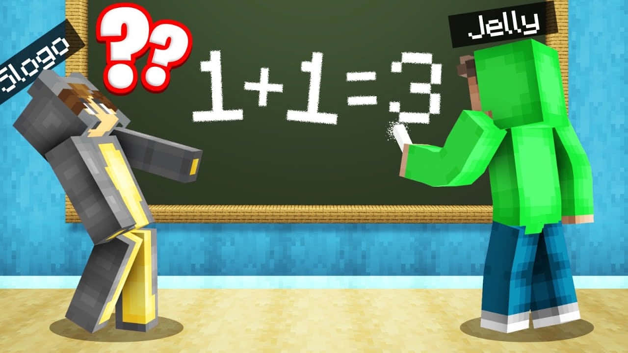 Two People Are Standing In Front Of A Blackboard Background