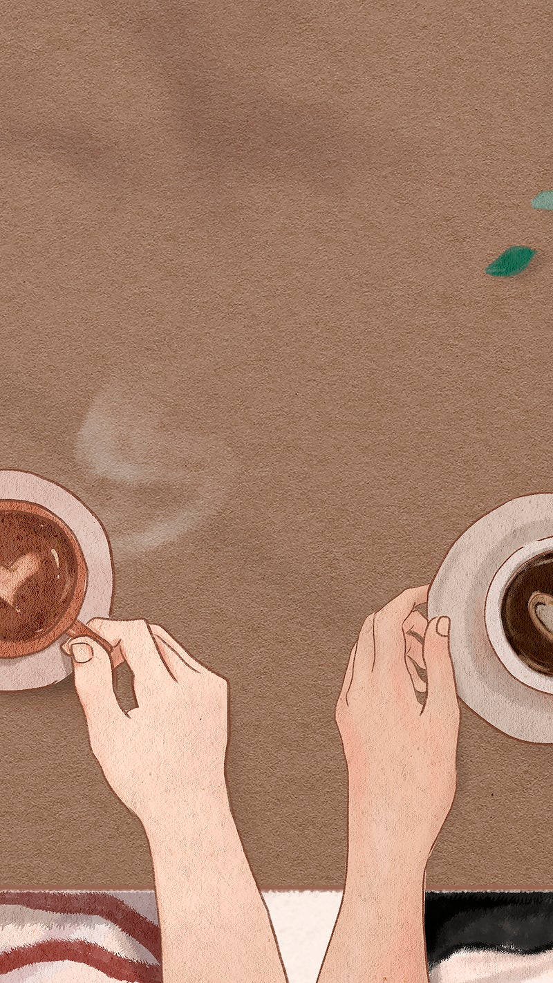 Two People Having Coffee Aesthetic Artwork Background