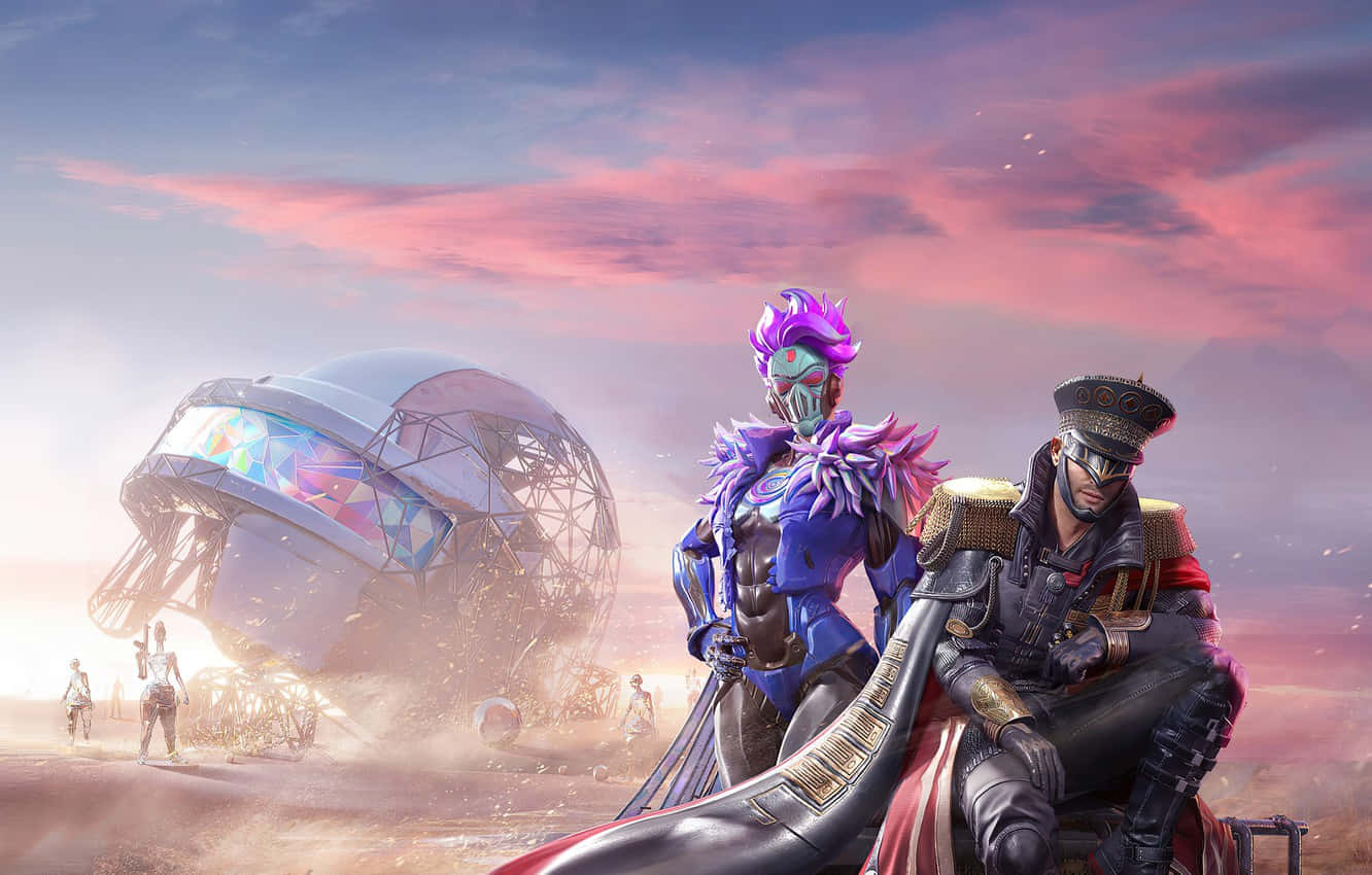 Two People In A Desert Setting Background