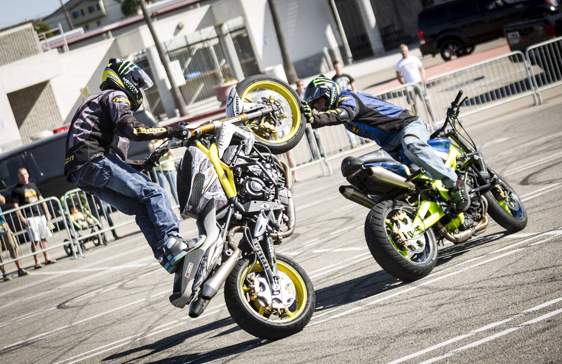 Two People On Motorcycles Background