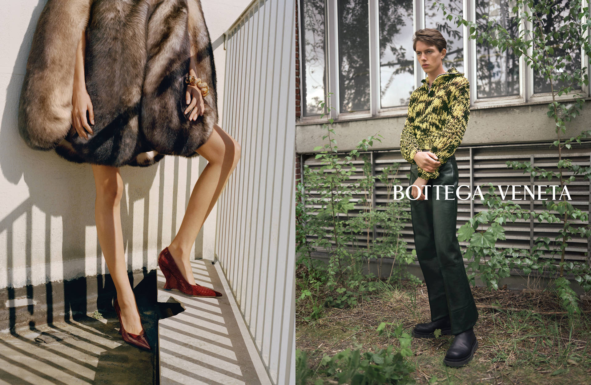 Two Photos Of Bottega Veneta Fashion Models