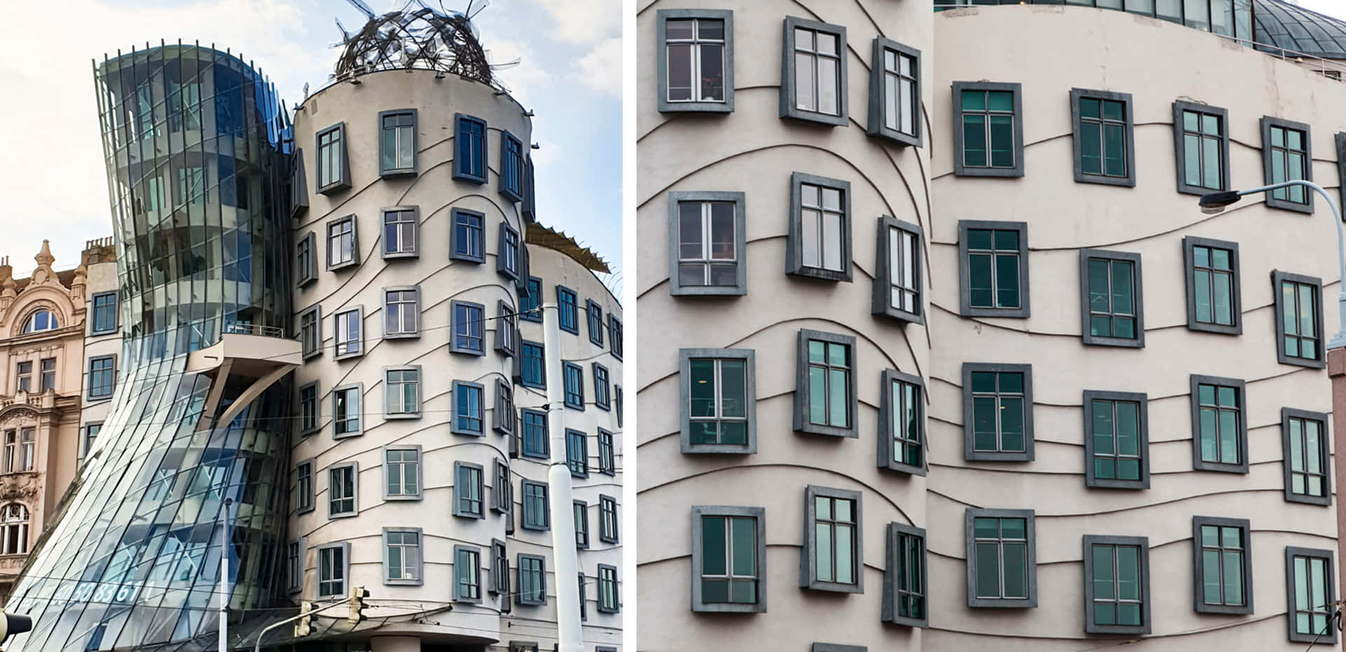 Two Photos Of The Dancing House Background