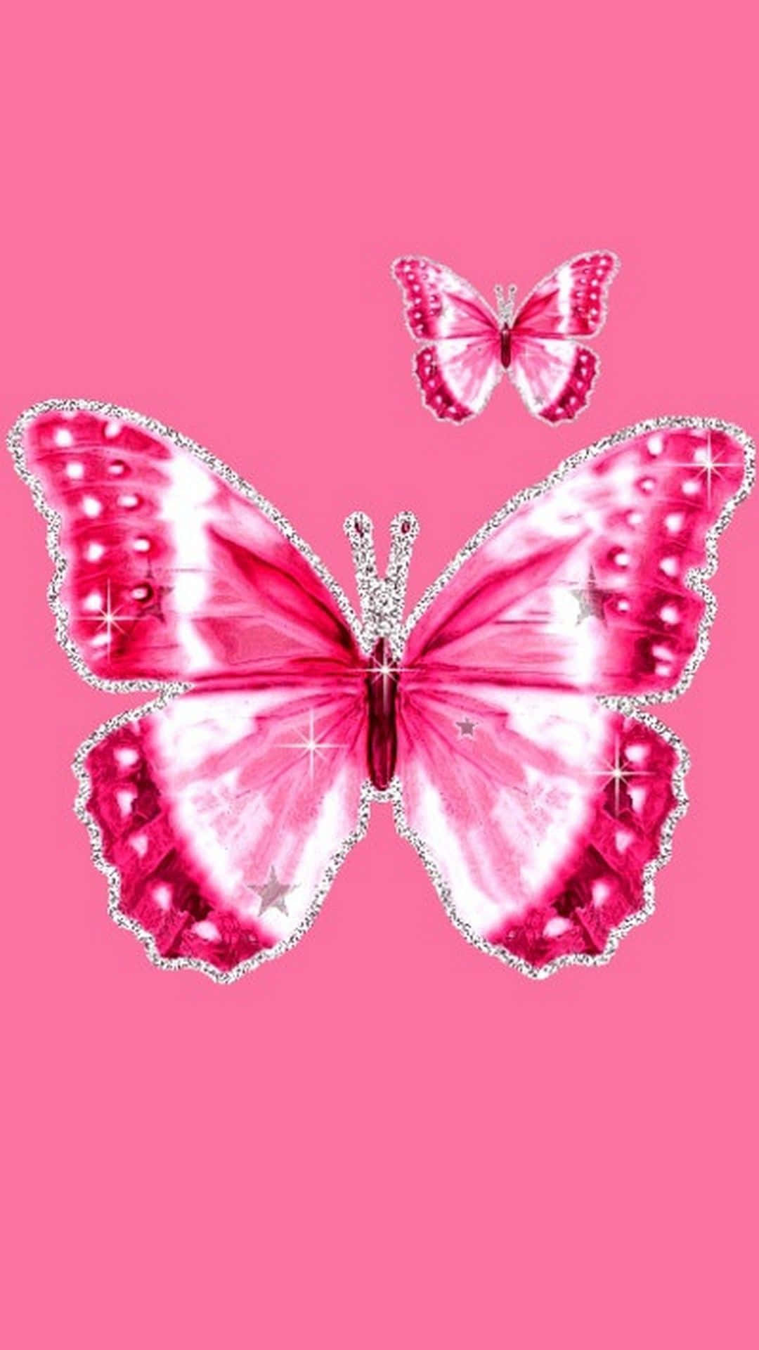 Two Pink Glitter Butterfly Background