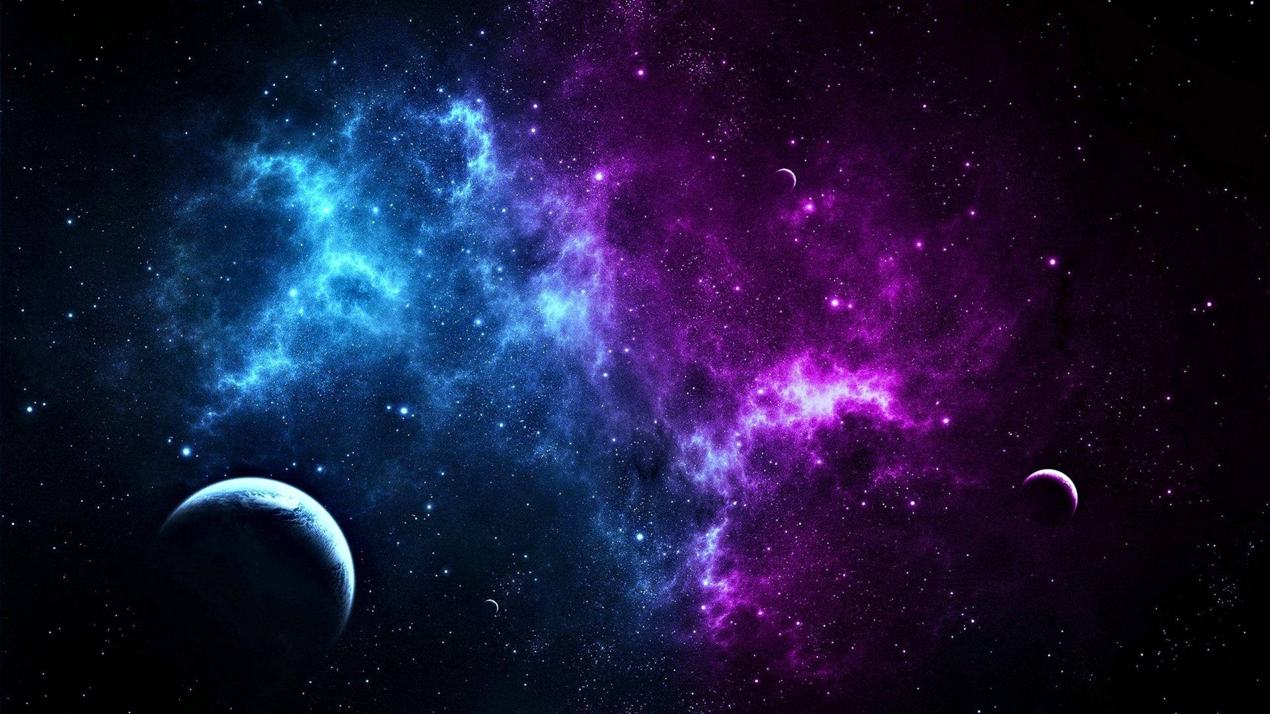 Two Planets In Colorful Galaxy Background