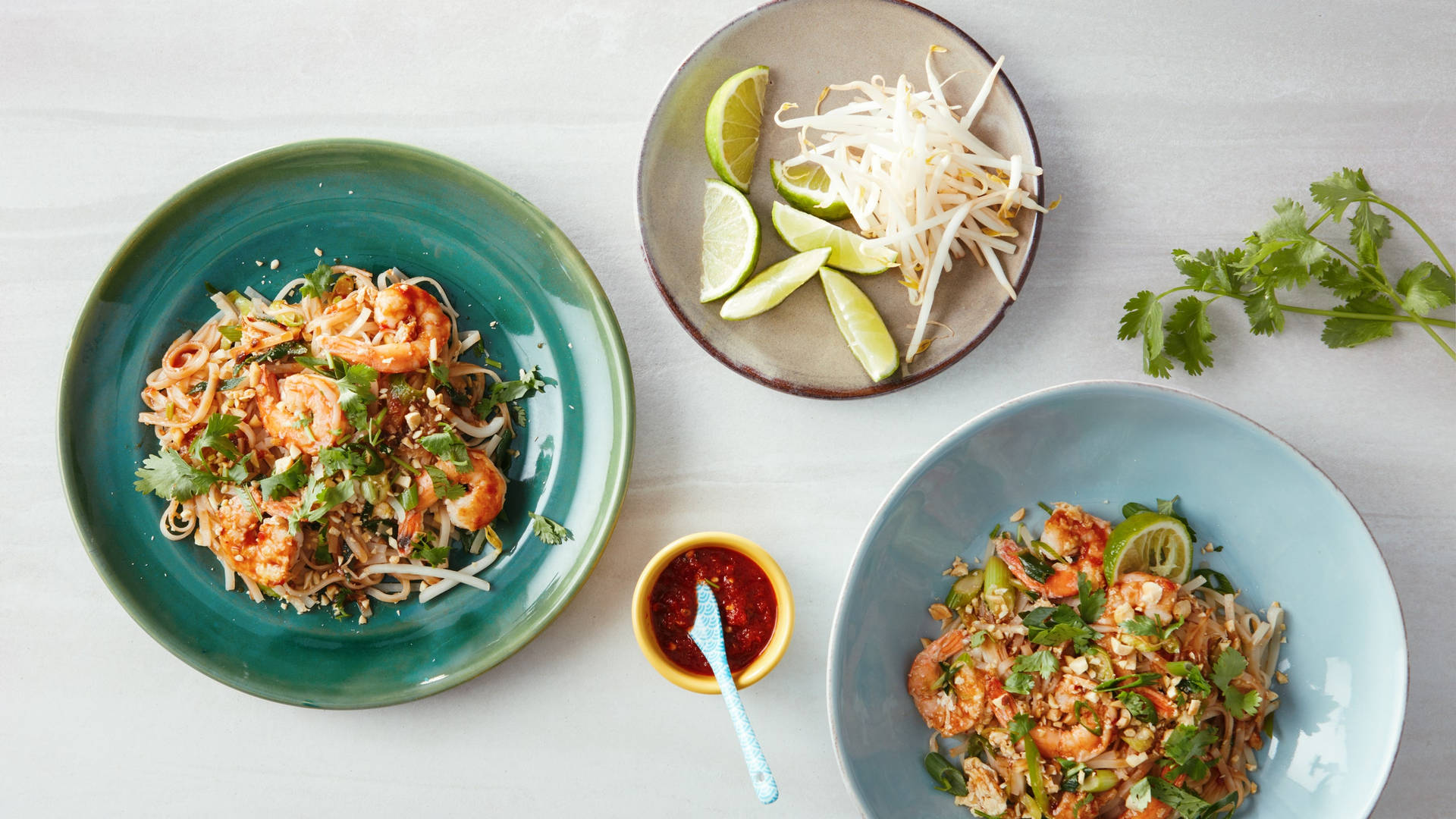 Two Platters Of Pad Thai Noodles Background