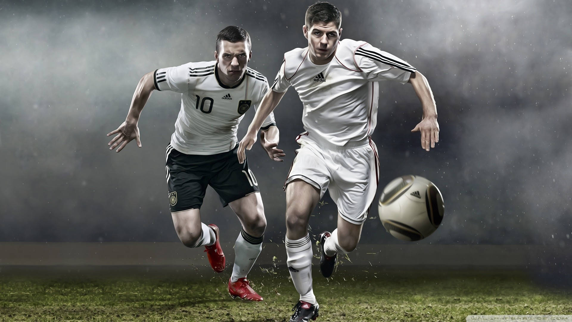 Two Players Playing Football Hd Background
